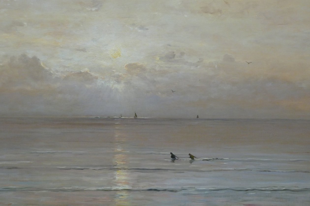 Holandština: Západ slunce s rybáři krevet od Hendrik Willem Mesdag