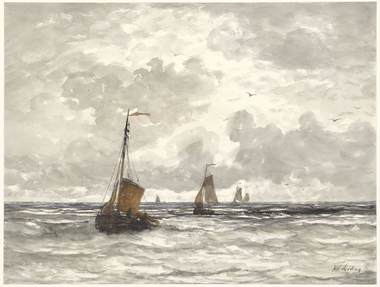 Rybářské lodě na Breakers od Hendrik Willem Mesdag