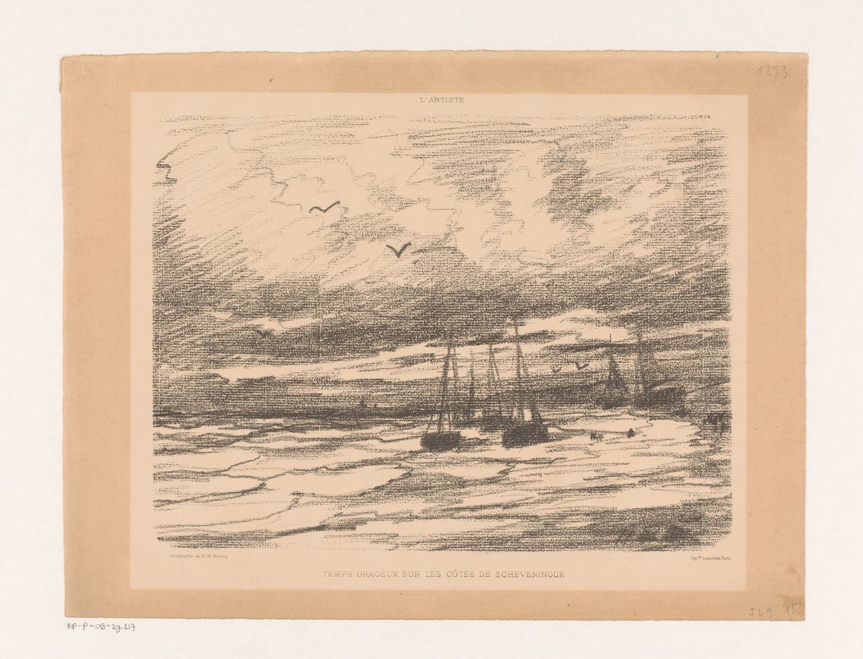 Bouřlivé počasí na pobřeží Scheveningenu Temps orageux sur les côtes de Scheveningue (název na objektu) od Hendrik Willem Mesdag