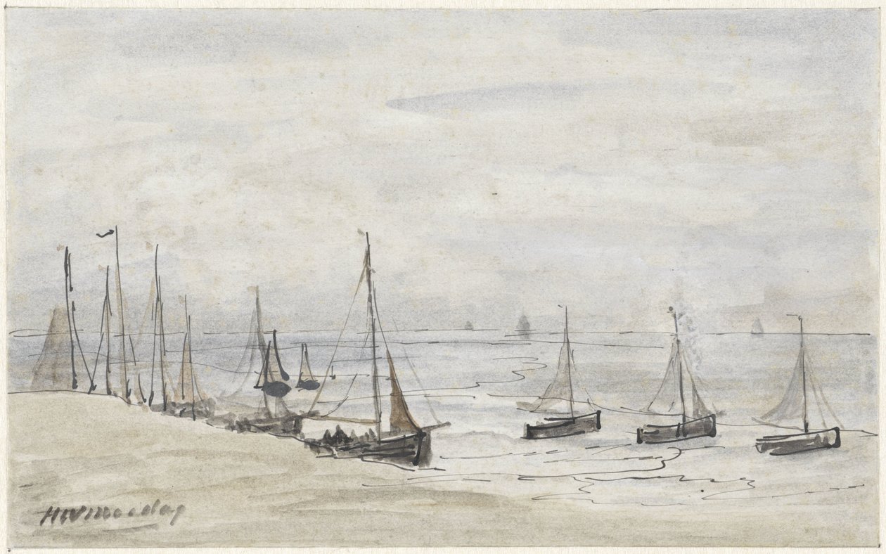 Rybářské prsty na pláži od Hendrik Willem Mesdag