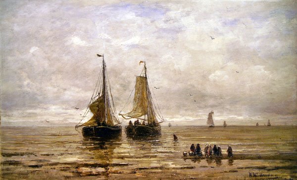 Pobřežní scéna (olej na plátně) od Hendrik William Mesdag