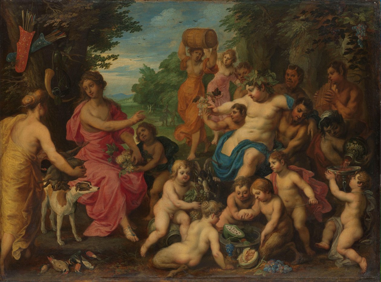 Diana nabídla víno a ovoce od Baccha a jeho družiny od Hendrik van Balen (I)