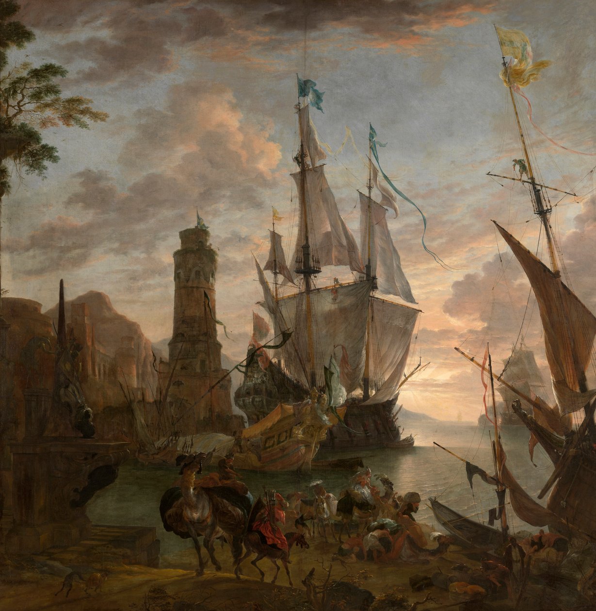 Orientální mořský přístav (olej na plátně) od Hendrik van Minderhout