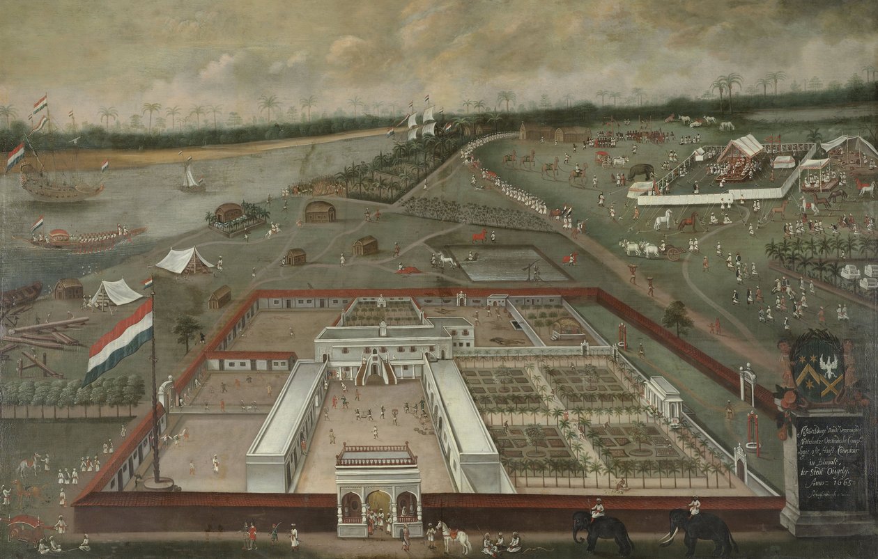 Obchodní stanice Nizozemské východoindické společnosti u řeky Gangy v Hooghly, Bengálsko, 1665 od Hendrik van Schuylenburgh