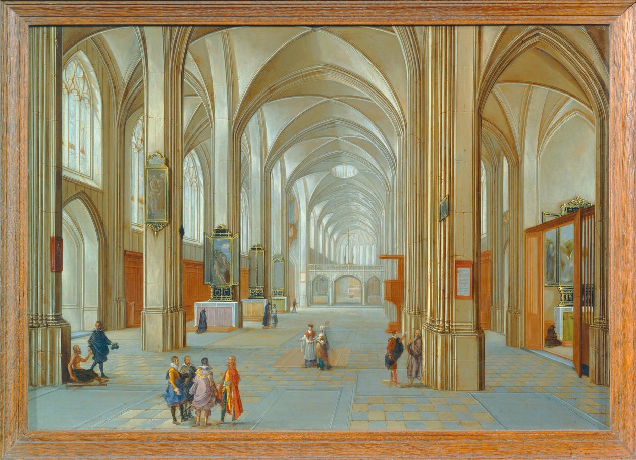 Interiér kostela s návštěvníky ... od Hendrik van Steenwyck