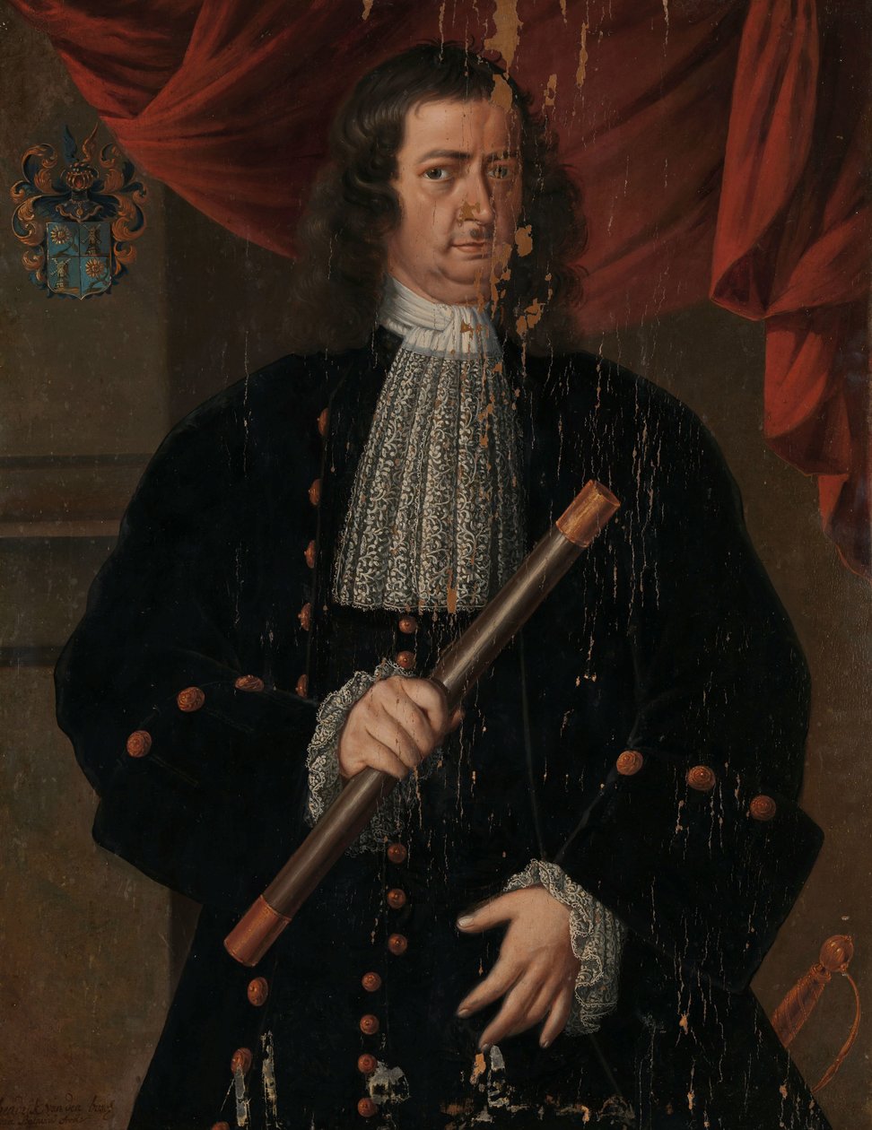 Christopher of Swoll (1713-1718) Portrét Christoffela van Swolla (Swol, Zwol), generálního guvernéra Nizozemské východní Indie od Hendrik van den Bosch