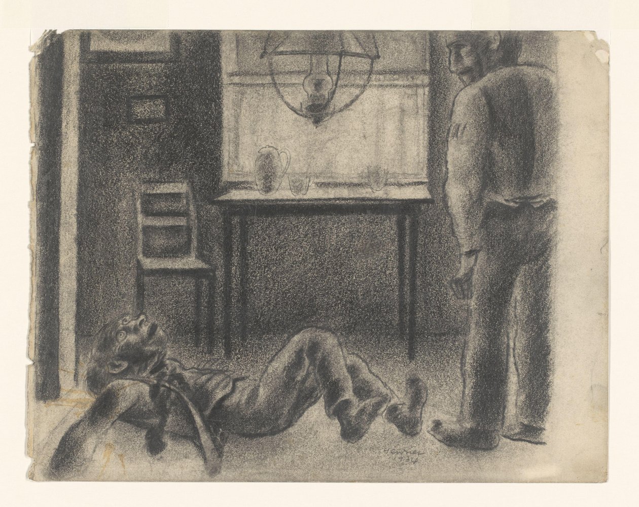 interiérová scéna od Henk Henriët (signed by artist)