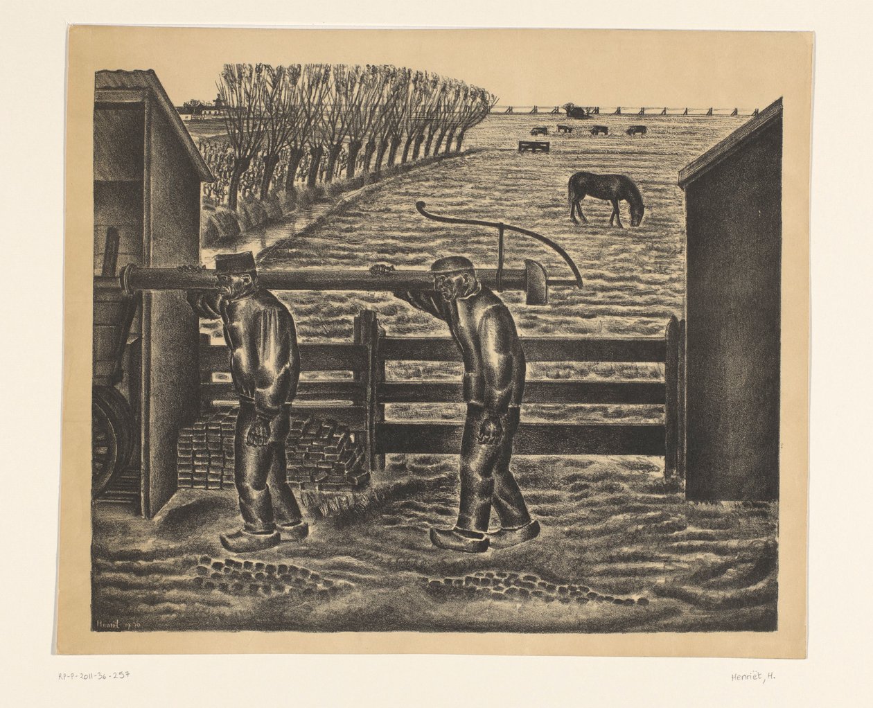 Dva farmáři v krajině od Henk Henriët (signed by artist)