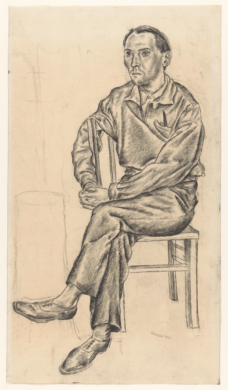 Muž sedící na židli od Henk Henriët (signed by artist)