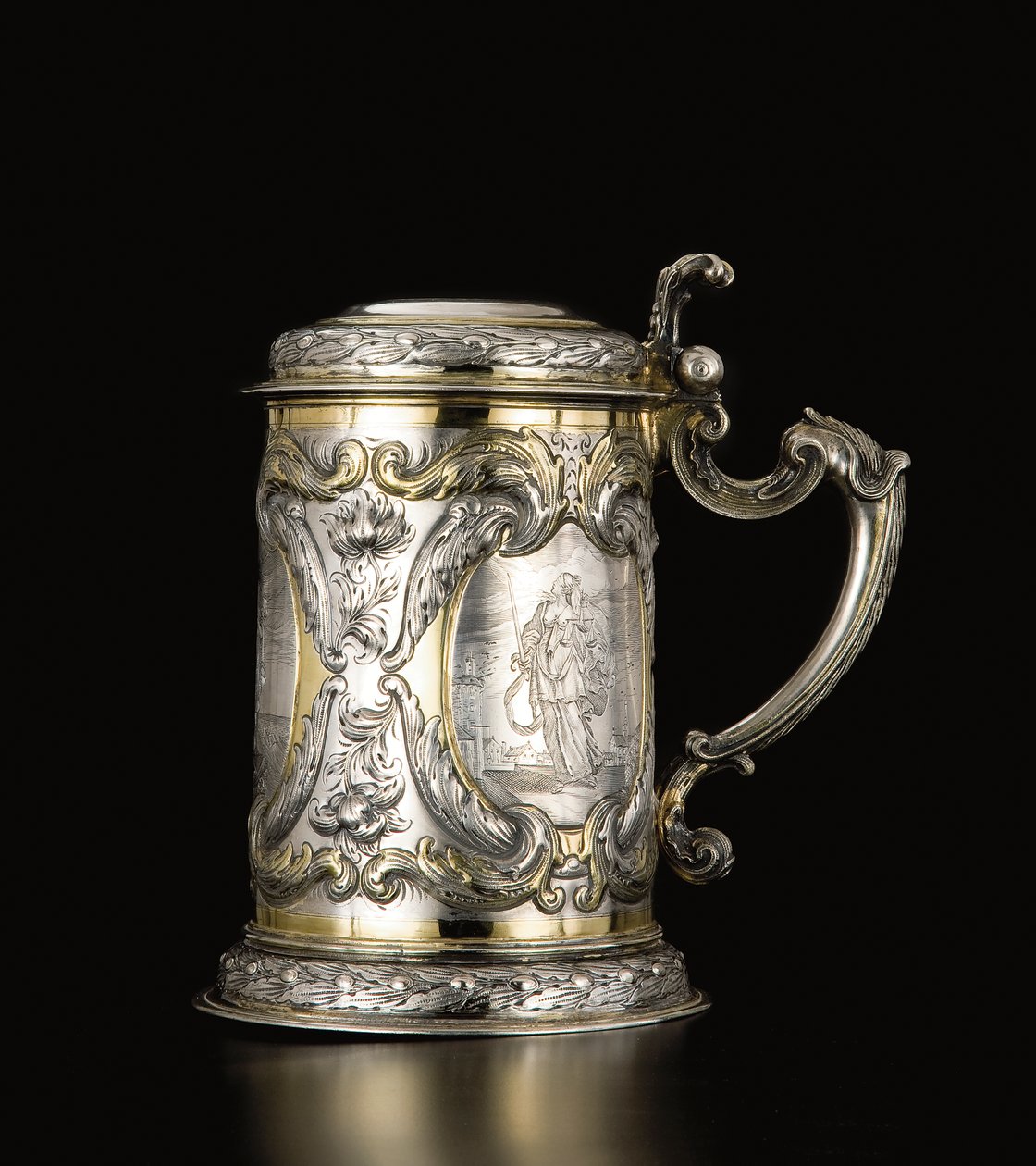 Tankard, Danzig, cca 1670 (balíček pozlacené stříbro) (viz také 469709 a 469710) od Hennick (attr. to) Probst