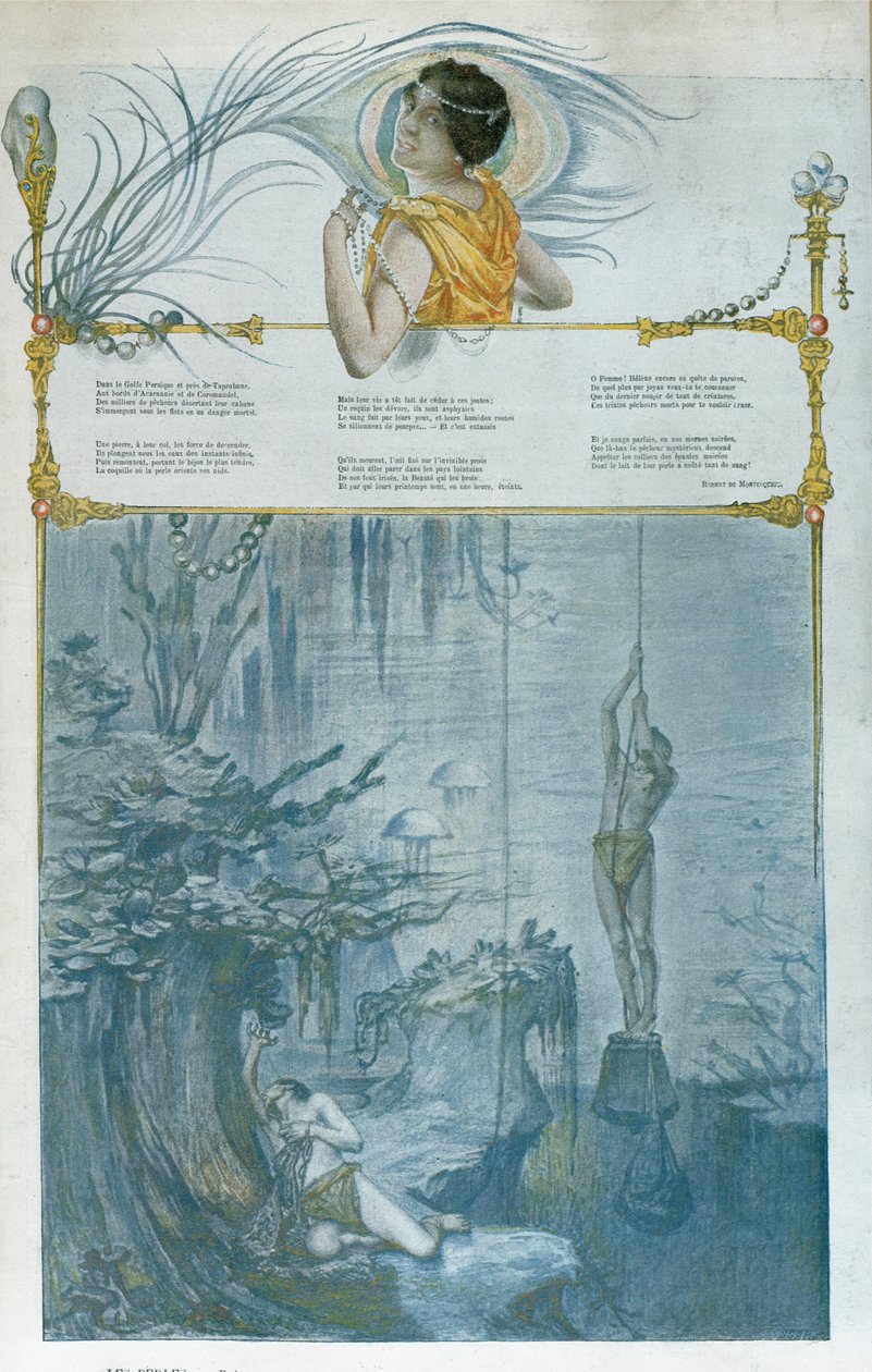 Ilustrace k básni "Les Perles" od Roberta de Montesquiou (1855-1921) od Henri Alphonse Louis Laurent Desrousseaux
