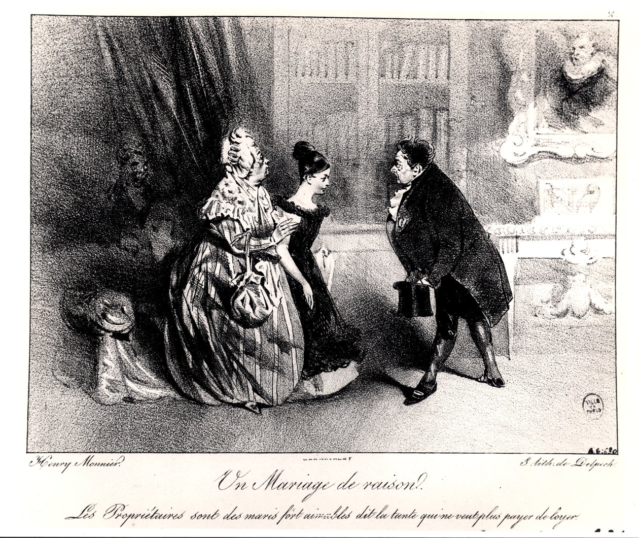 Manželství z pohodlnosti, c. 1840 od Henri Bonaventure Monnier