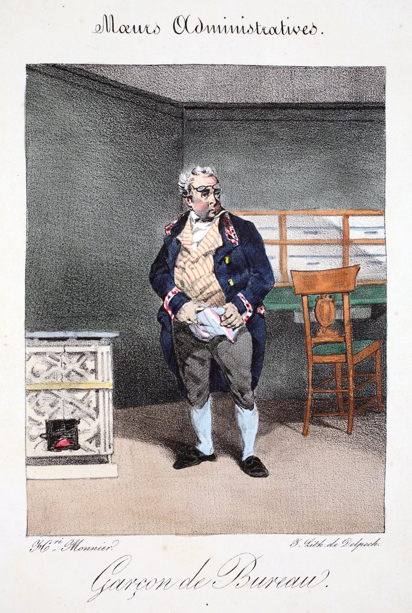 Garçon de bureau, ilustrace z knihy Henriho Monniera "Moeurs Administratives, Dessinées D