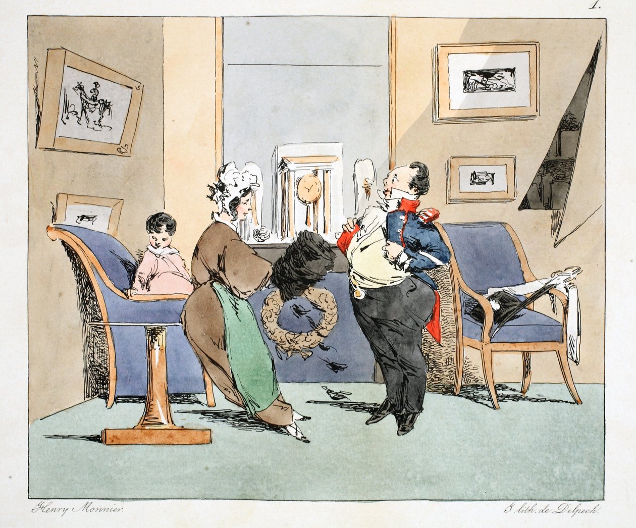 Madame Ledru, stal jsem se strašně mocným, kolem roku 1828 (ručně kolorované lito) od Henri Bonaventure Monnier