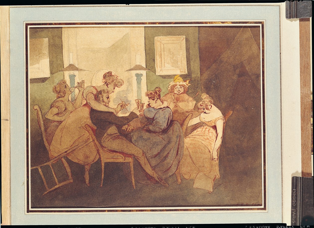 Karetní hra, po roce 1830 od Henri Bonaventure Monnier