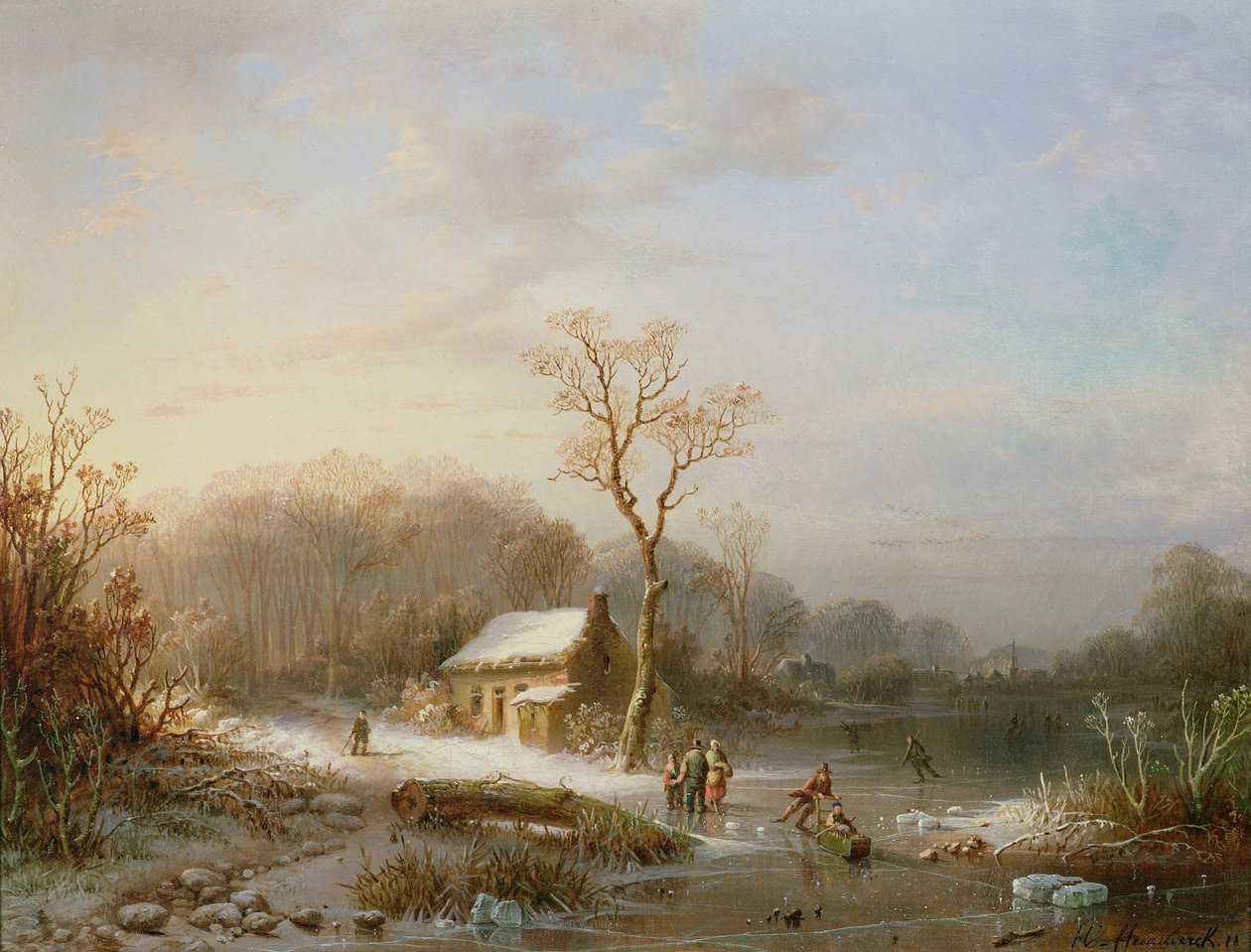 Bruslařská scéna, 19. století od Henri Cleenewerck