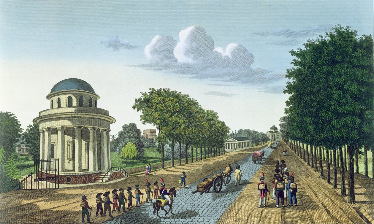 The Parc Monceaux, c.1815-20 (barevná rytina) od Henri Courvoisier Voisin