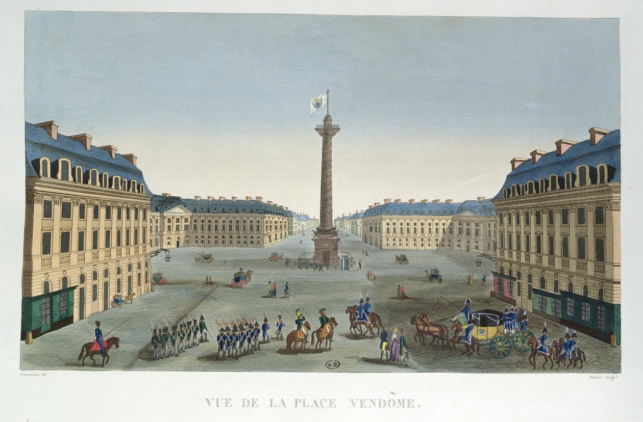 Náměstí Vendome, asi 1815-20 (barevná rytina) od Henri Courvoisier Voisin