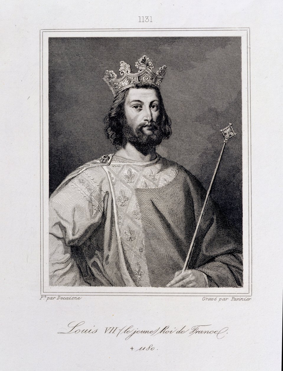 Ludvík VII., „mladší“ král Francie (asi 1120-80), vyrytý Pannierem od Henri Decaisne