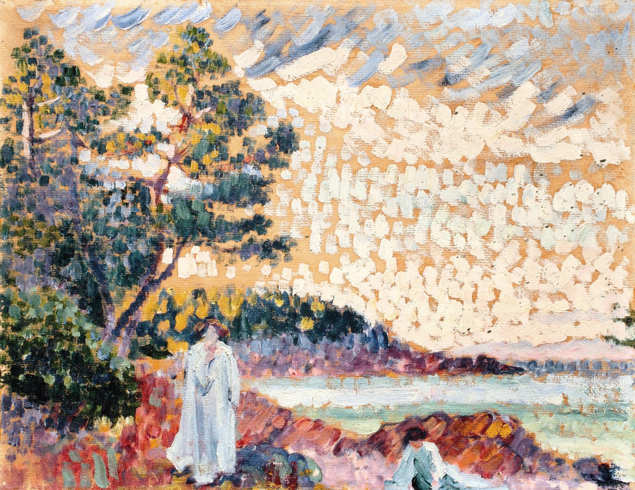 Dvě ženy v mořské krajině, cca 1900 (olej, papír na plátně) od Henri Edmond Cross