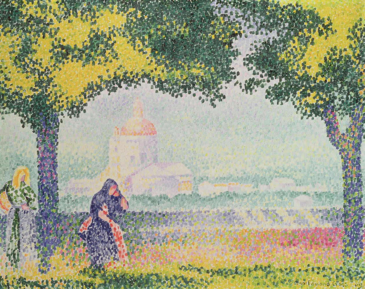 Pohled na kostel Santa Maria degli Angeli, poblíž Assisi, 1909 od Henri Edmond Cross