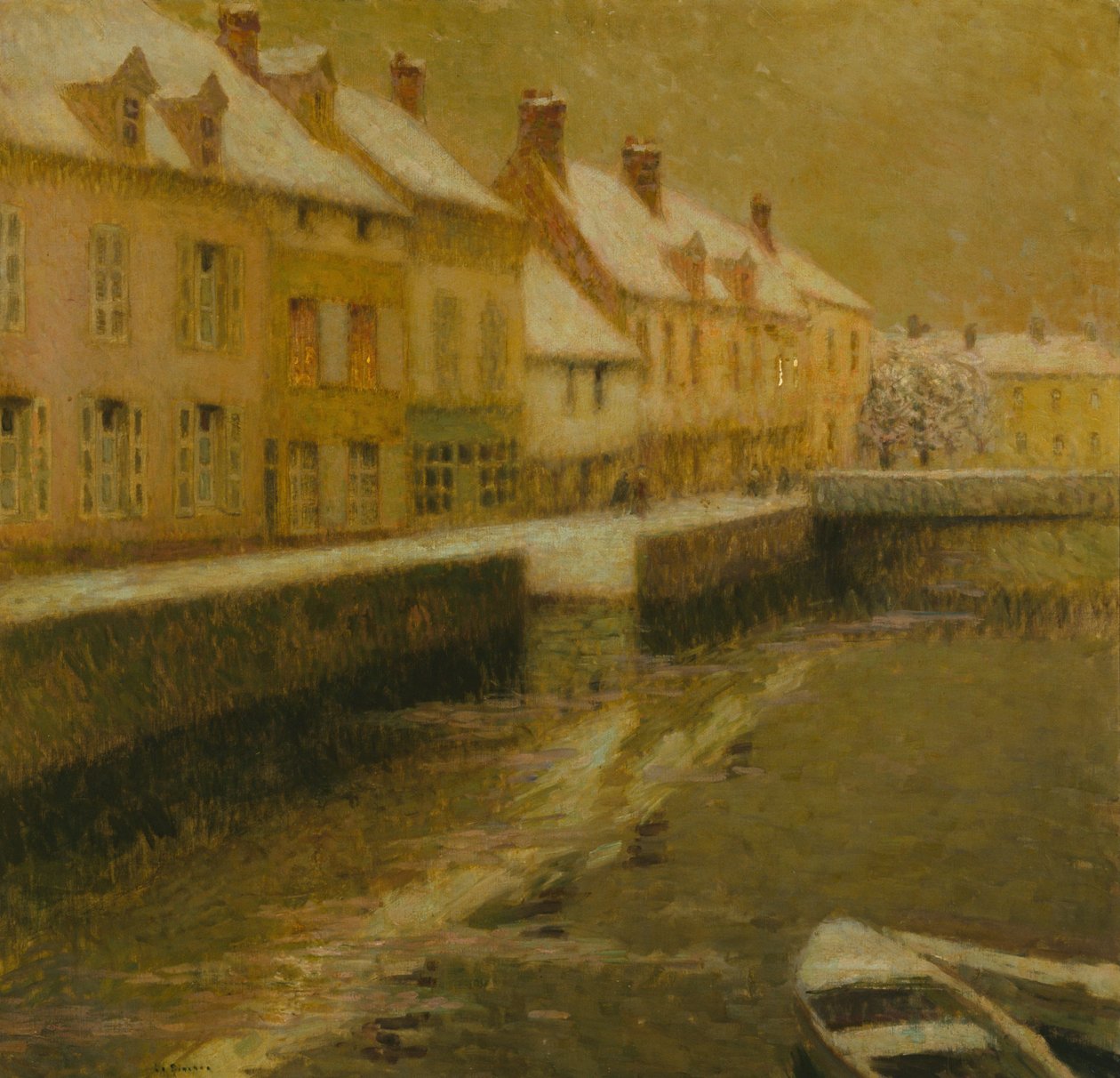 Kanál v Bruggách, zima od Henri Eugene Augustin Le Sidaner