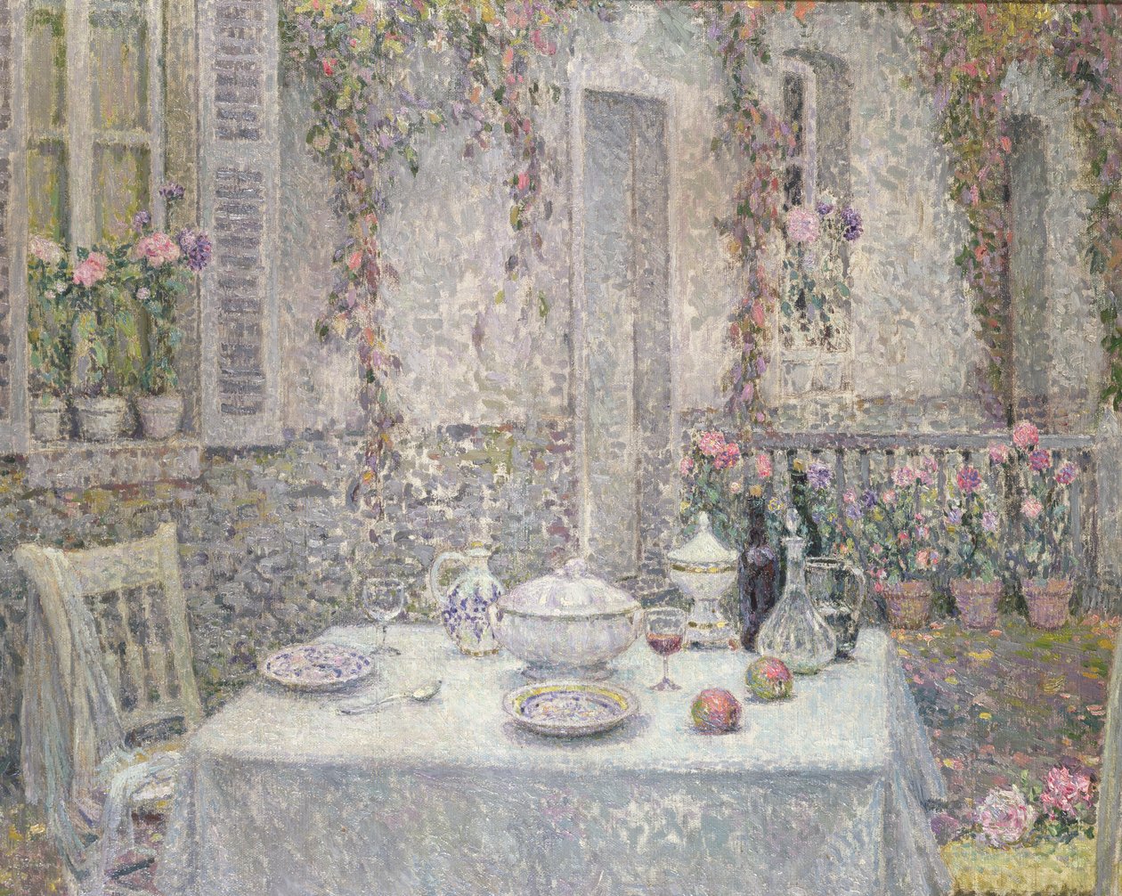 Bílý ubrus od Henri Eugene Augustin Le Sidaner