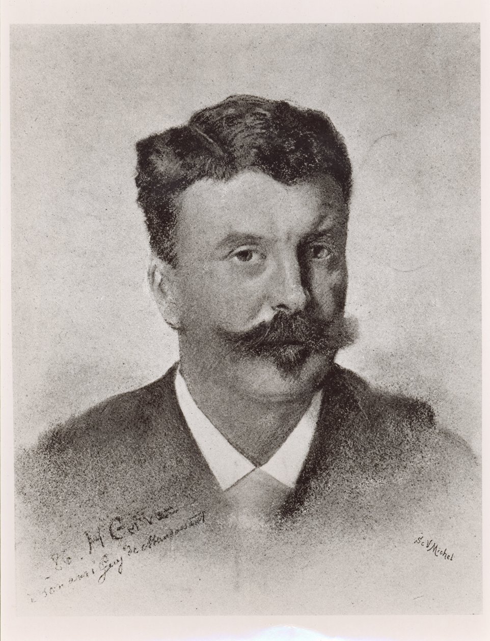 Guy de Maupassant (1850-93), rytý Victor Augustin Michel (1828-91) od Henri Gervex