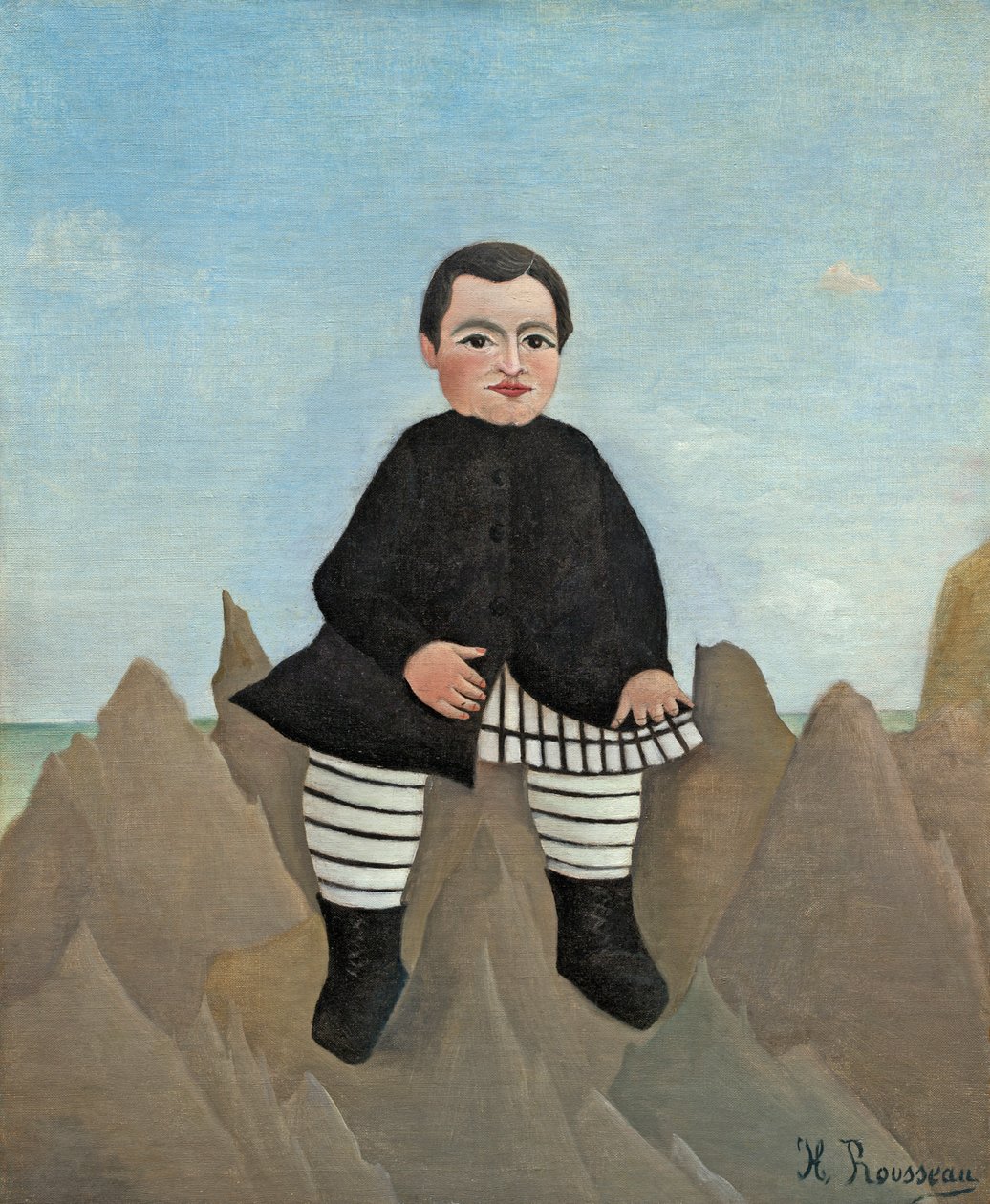 Chlapec na skalách, 1895-97 (olej na plátně) od Henri Rousseau