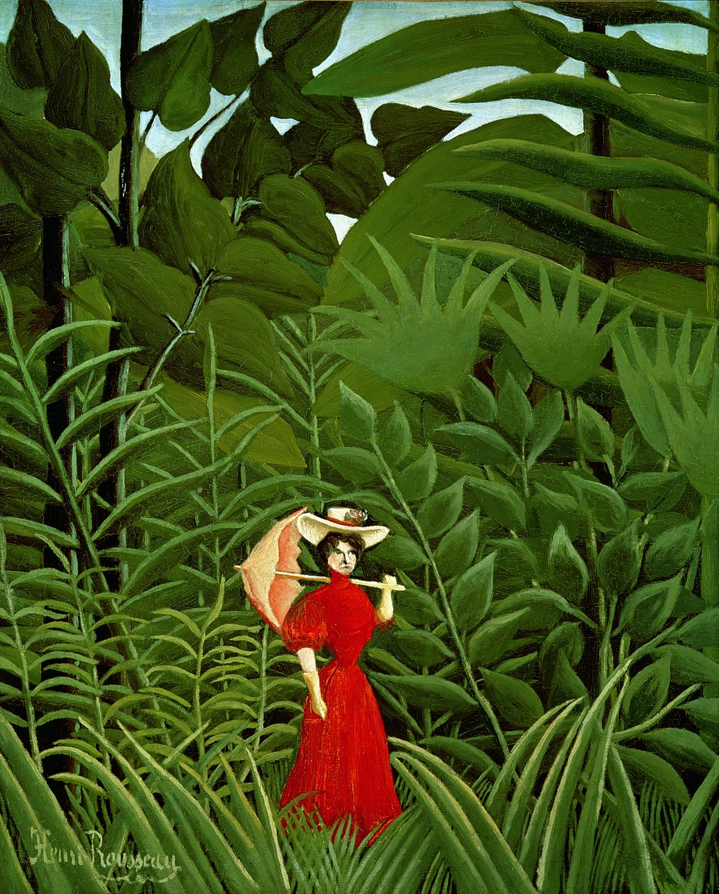 Žena v červeném v lese, kolem roku 1907 od Henri Rousseau