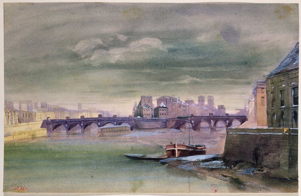 Pont-Neuf a Ile de la Cite, 1881 (wc na papíře) od Henri Jean Baptiste Levis
