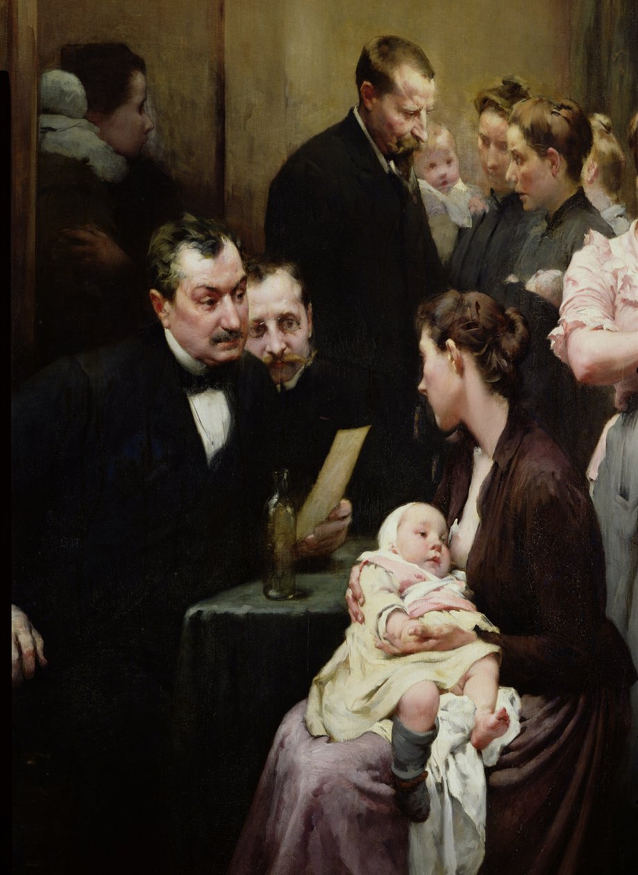 Kapka mléka v Belleville: Ordinace doktora Variota, konzultace, 1903 (detail) od Henri Jules Jean Geoffroy