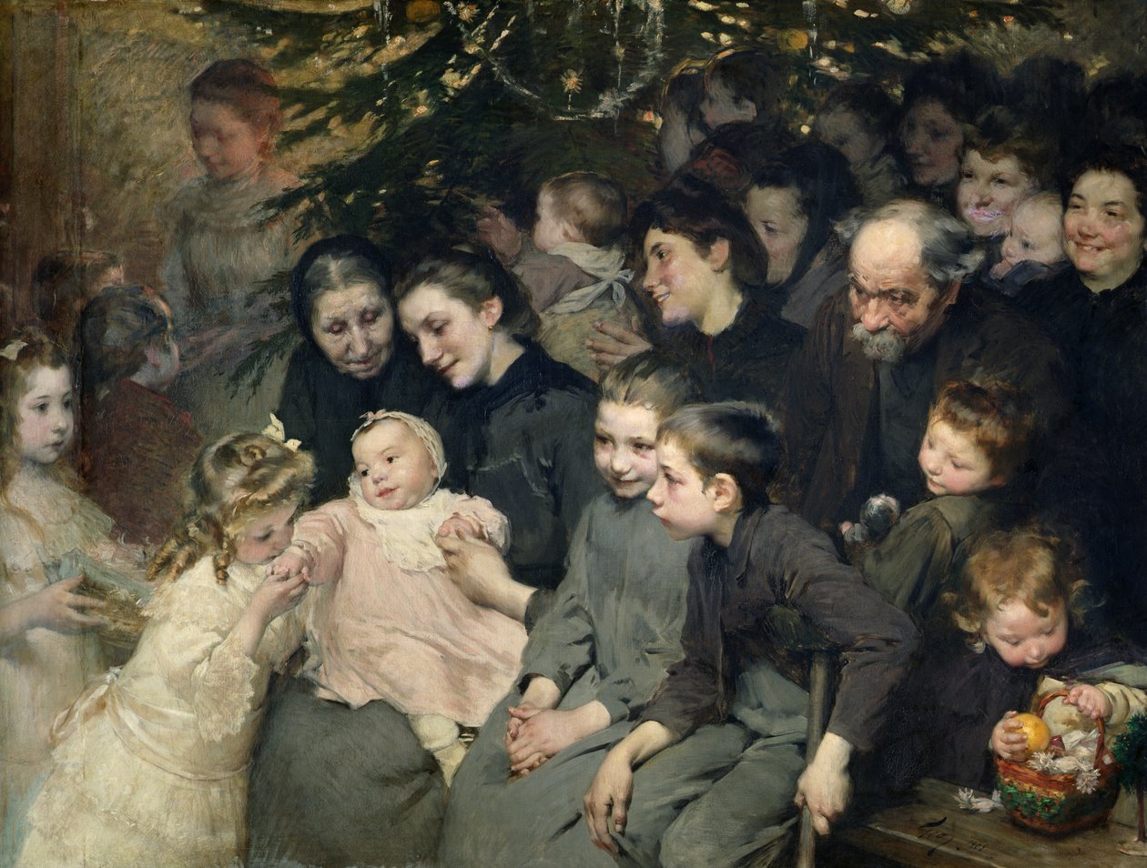 Kapka mléka v Belleville: Vánoční strom na výdejně, 1908 od Henri Jules Jean Geoffroy