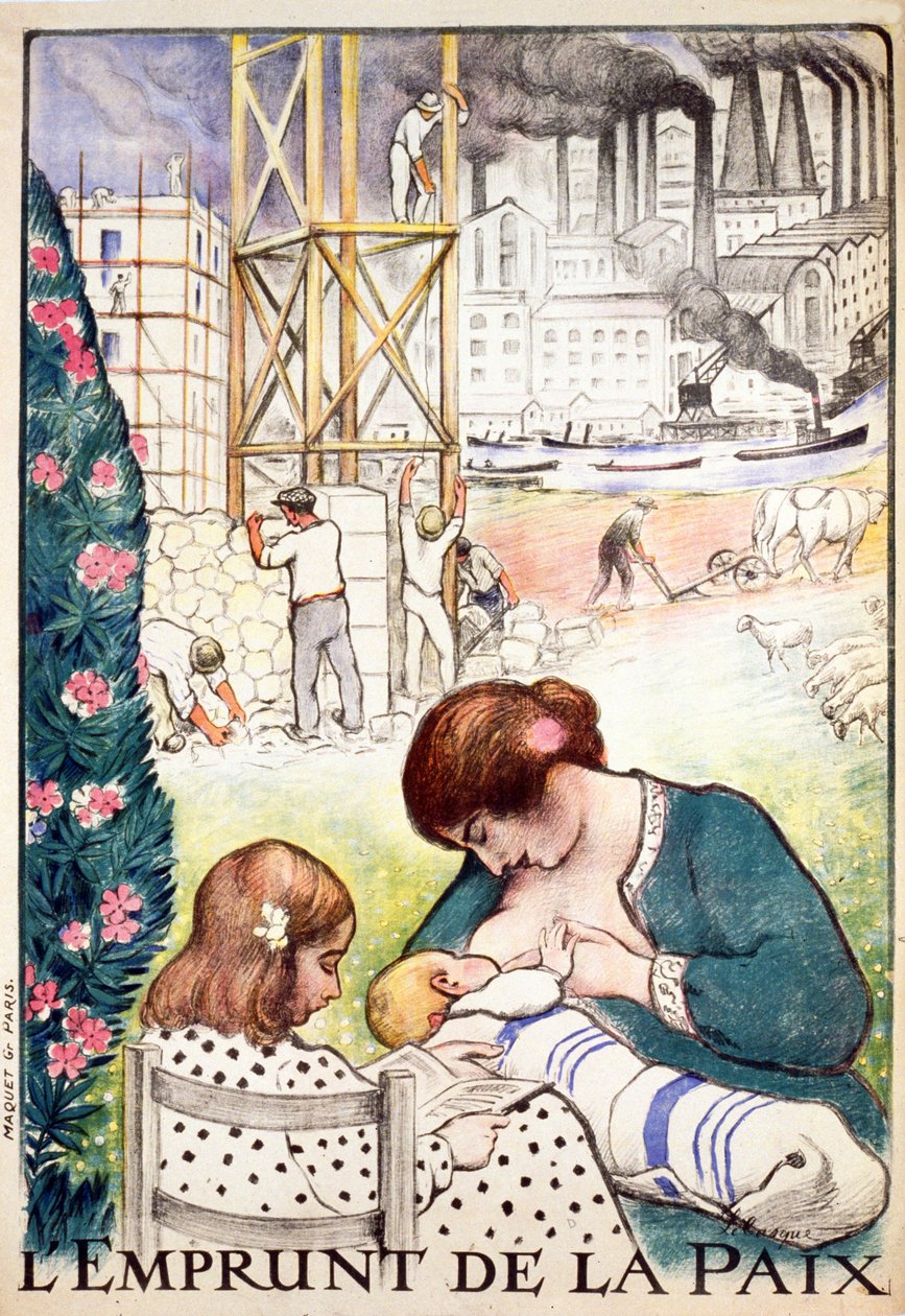 Hospoda Půjčka míru. Paříž kolem roku 1918 (barevná litografie) od Henri Lebasque