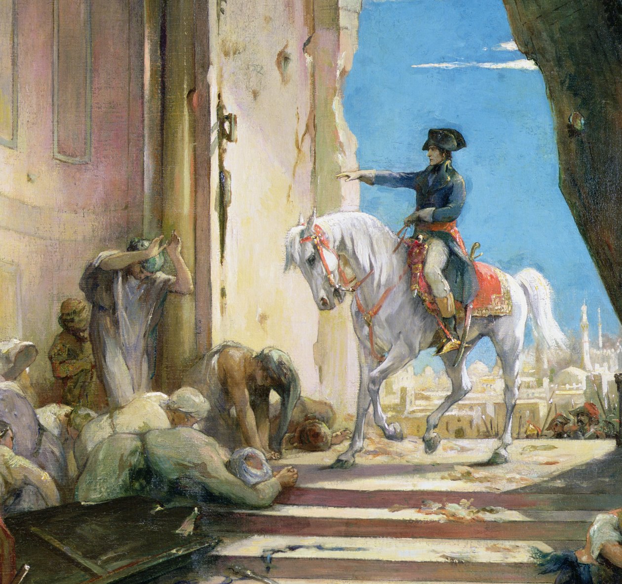 Napoleon Bonaparte (1769-1821) ve Velké mešitě v Káhiře (detail 26200) od Henri Leopold Levy