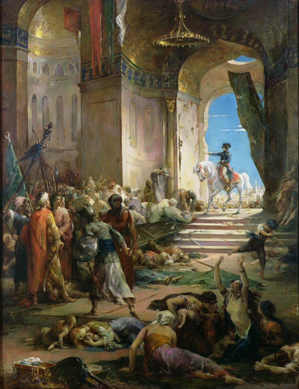 Napoleon Bonaparte (1769-1821) ve Velké mešitě v Káhiře od Henri Leopold Levy