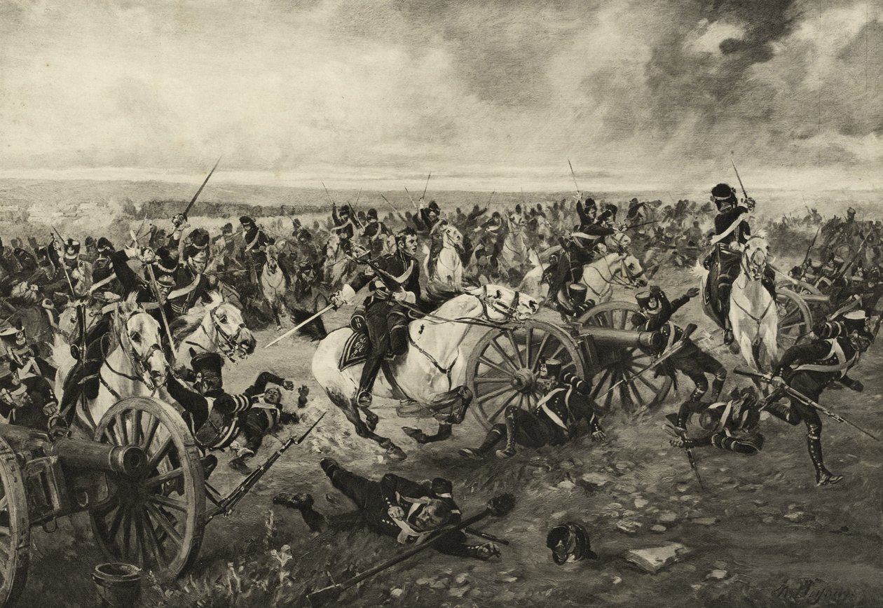 The Scots Grays u Waterloo, 18. června 1815, kolem roku 1902 od Henri Louis Dupray