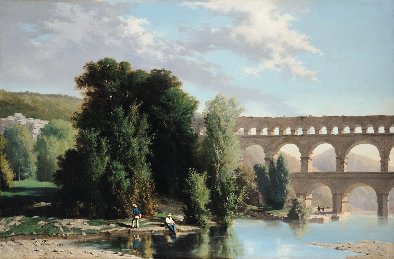 Pohled na Pont du Gard, 1859 od Henri Marie Poinsot