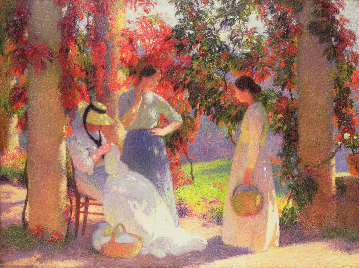 Scéna šití pod pergolou v Marquayrol, 1902 od Henri Martin