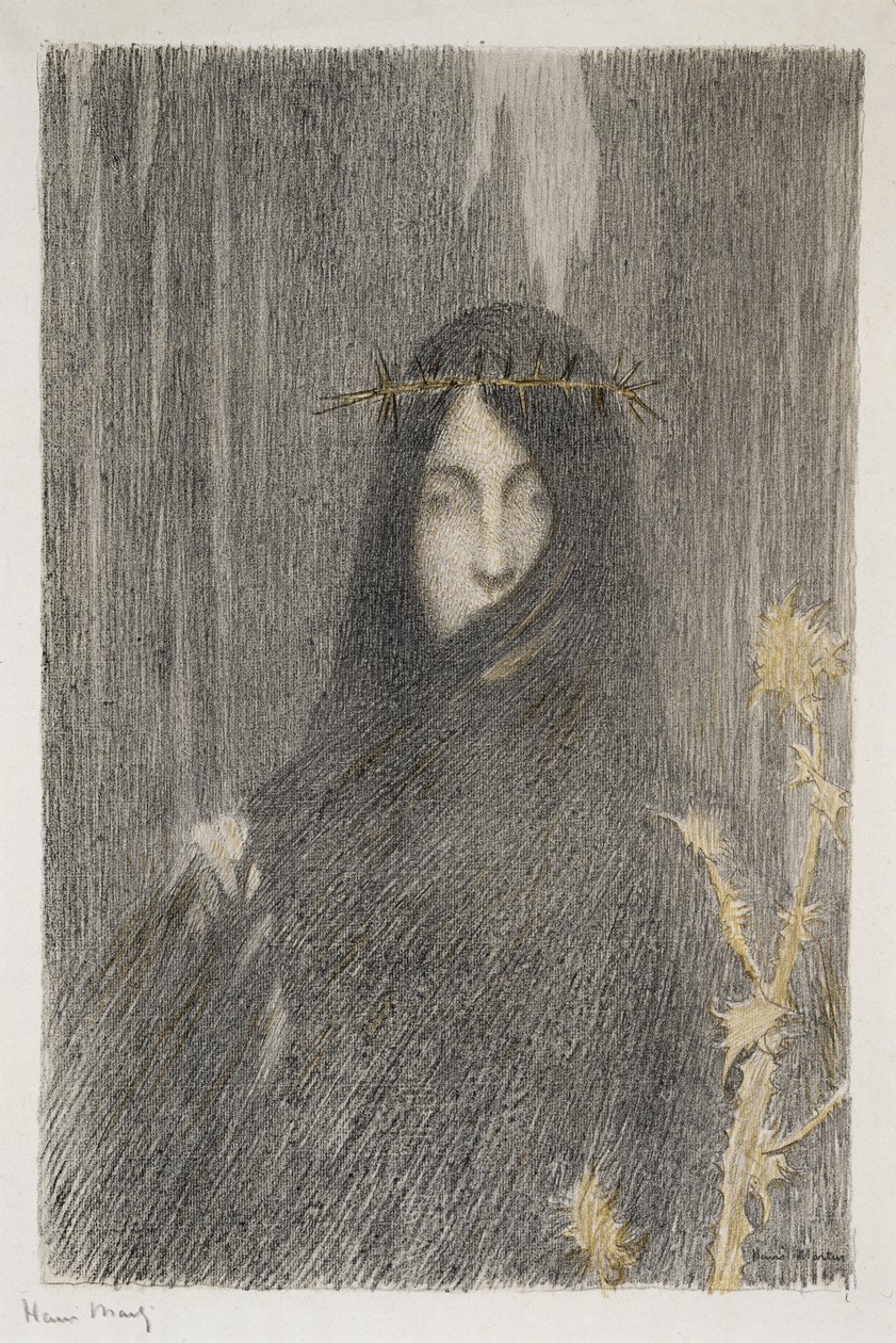 Tete de femme (hlava ženy), 1897 (barevná litografie) od Henri Martin