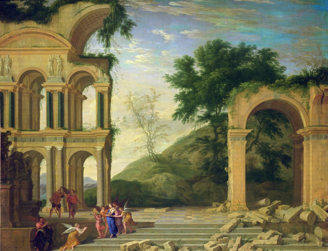 Krajina se zbytkem na útěku do Egypta, 1671 od Henri Mauperche