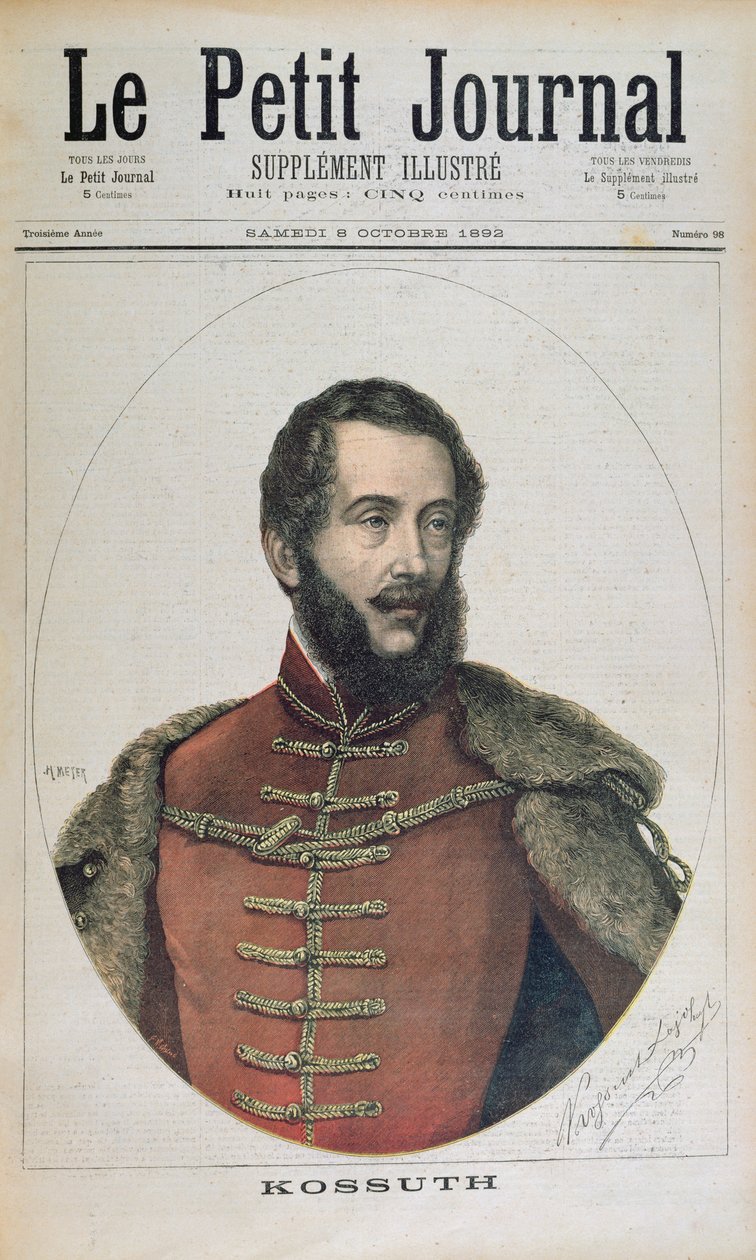 Portrét Lajose Kossutha (1802-94) z titulní strany časopisu "Le Petit Journal", 8. října 1892. od Henri Meyer
