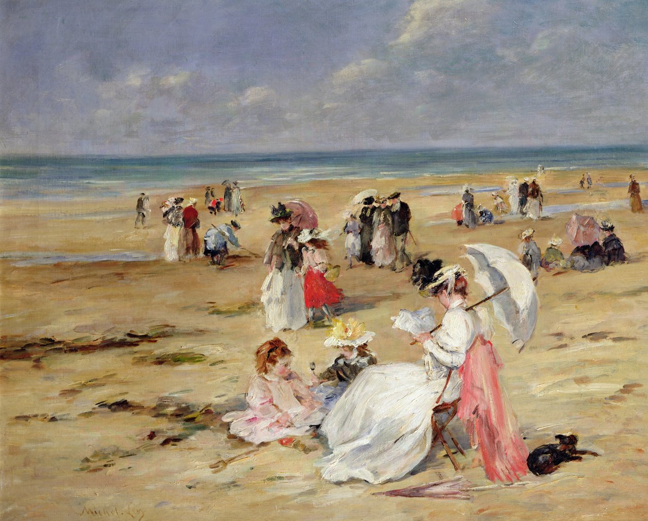 Pláž v Courseulles od Henri Michel-Levy