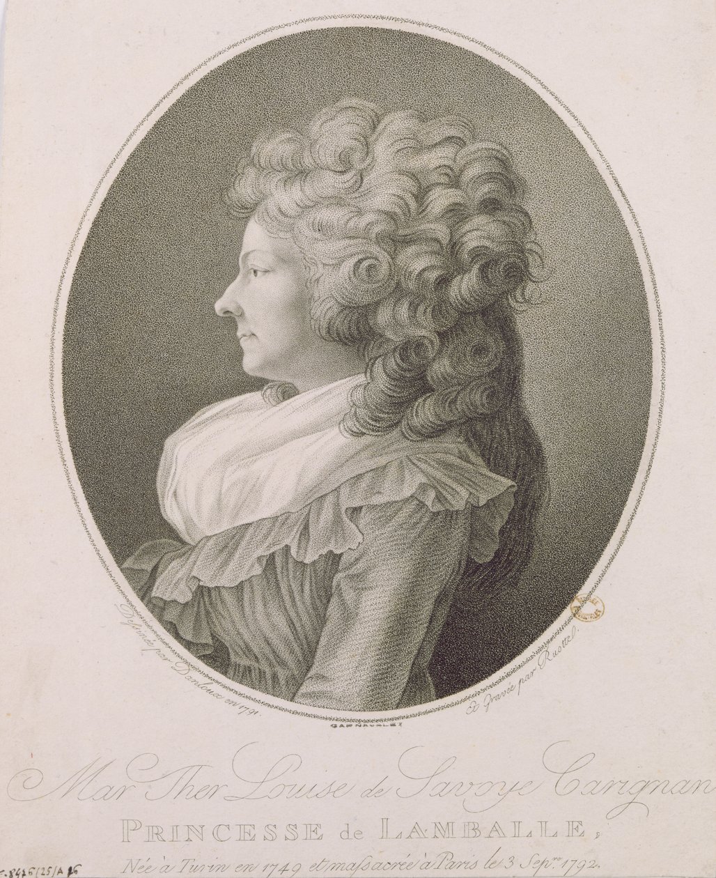 Marie Therese Louise de Savoie-Carignan (1749-92), princezna z Lamballe, 1791 od Henri Pierre Danloux