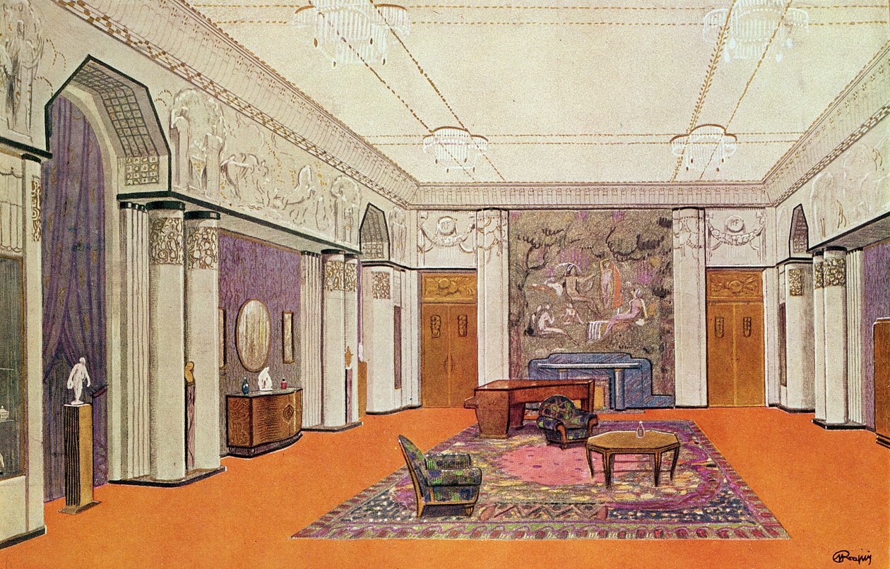 Salon pro velvyslance, projekt pro Exposition des Arts Decoratifs v roce 1925, navržený umělcem od Henri Rapin