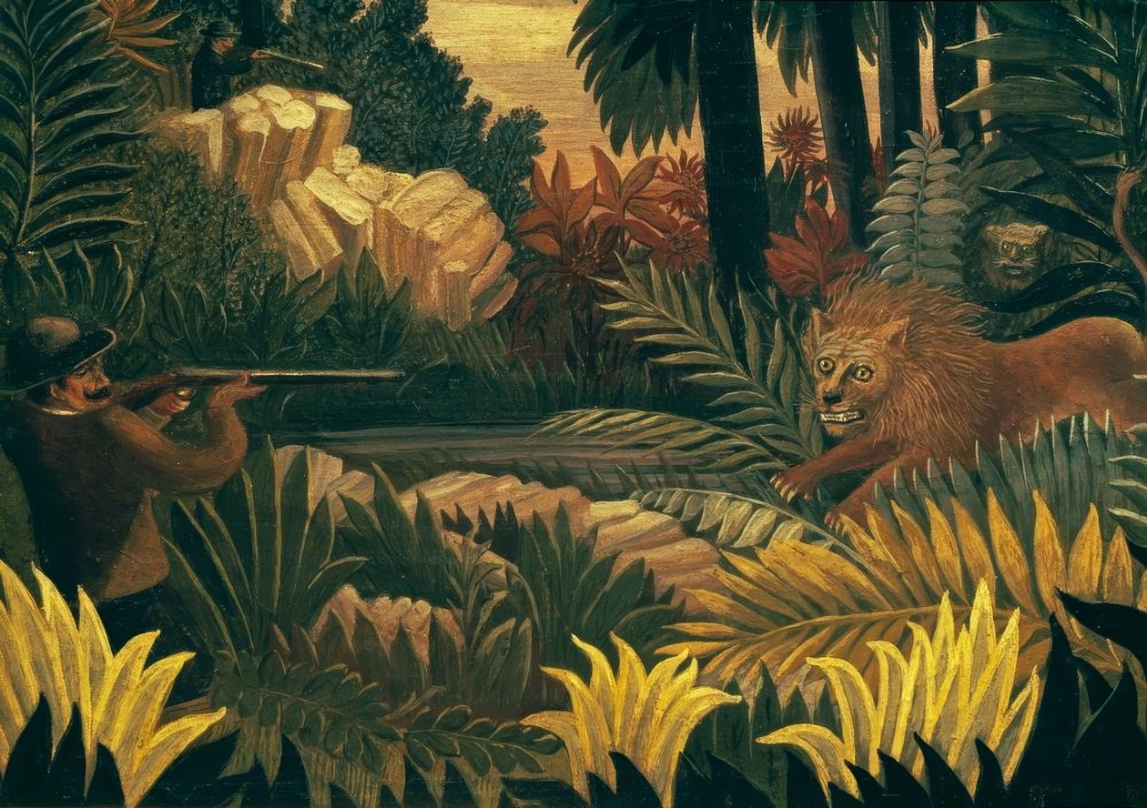 Lov na lva od Henri Rousseau