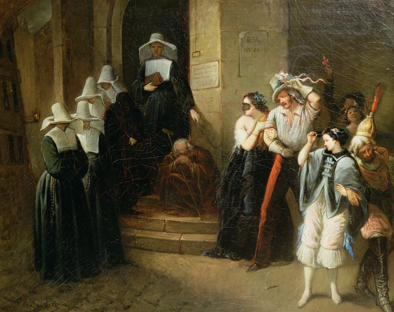 Maskovaný ples, kolem roku 1870 od Henri Victor Deveria