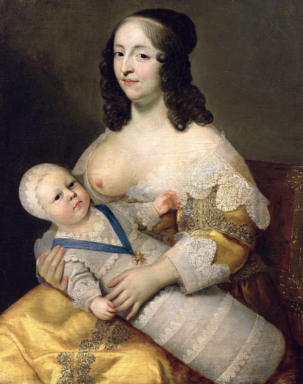 Francouzský dauphin Louis (1638–1715) a jeho ošetřovatelka, paní Longuet de la Giraudiere, kolem roku 1638 od Charles Beaubrun