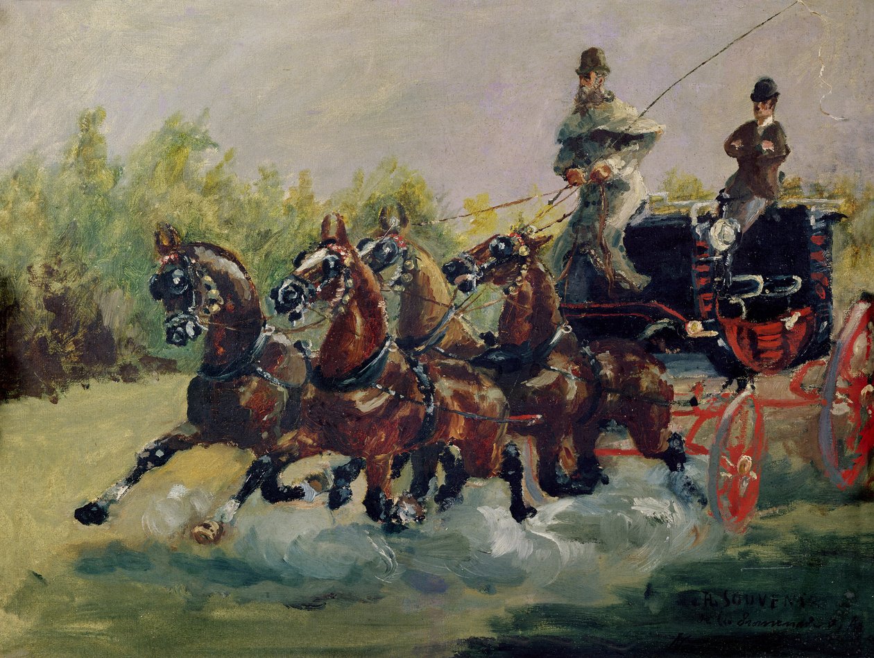 Alphonse de Toulouse-Lautrec-Monfa (1838-1913) řídil svůj poštovní autobus v Nice, 1881 od Henri de Toulouse Lautrec