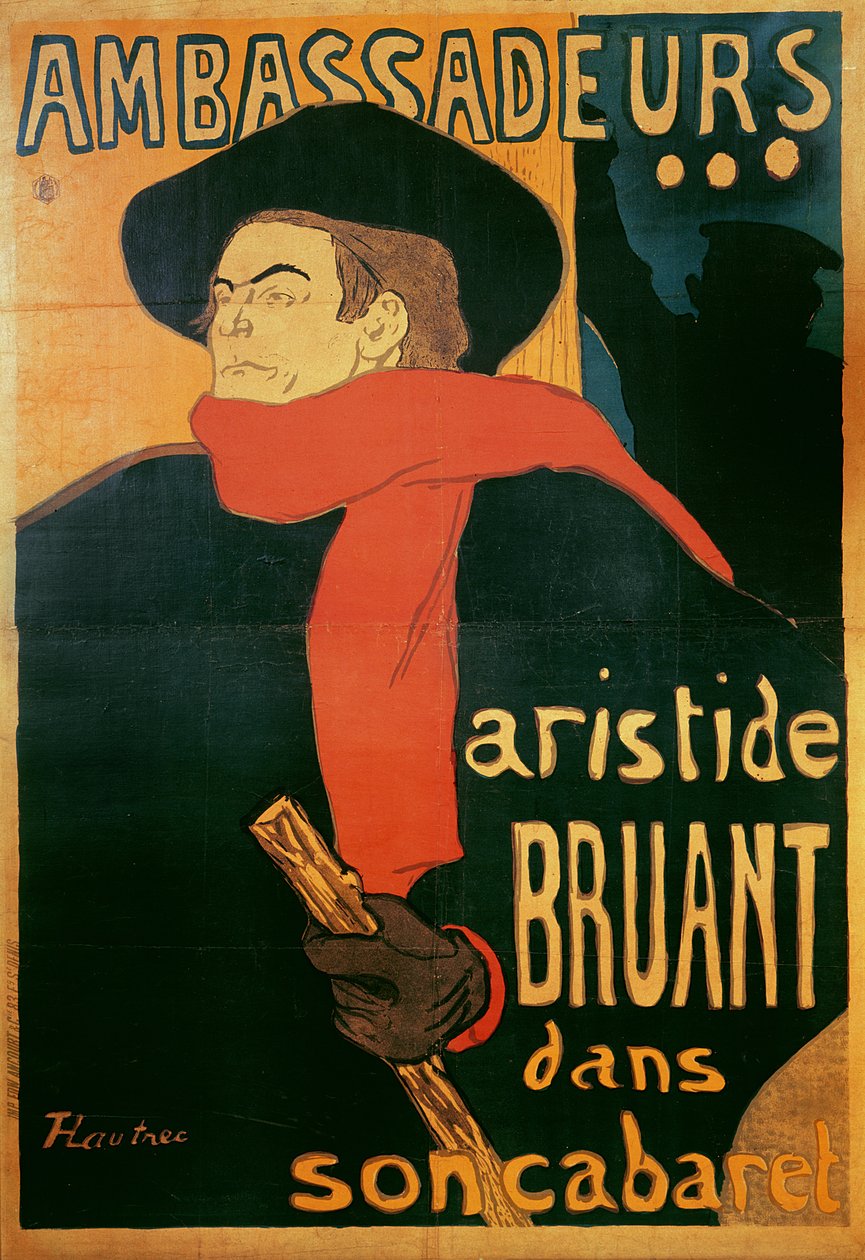 Velvyslanci: Aristide Bruant, 1892 od Henri de Toulouse Lautrec